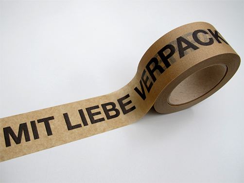 Sticky paper tape  Packed with love - glue: rubber